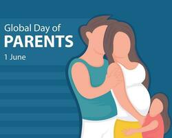 ilustração vetor gráfico do marido abraços grávida esposa e filha, perfeito para internacional dia, global dia do pais, comemoro, cumprimento cartão, etc.