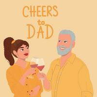pai com adulto filha bebidas vinho vetor