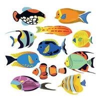 coleção do diferente mar peixes isolado em branco fundo. vetor ilustração