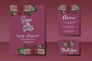 Casamento convite quadro, Armação definir, floral aguarela digital mão desenhado marrom rosa flor Projeto convite cartão modelo vetor