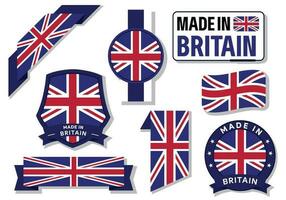 coleção do fez dentro Grã-Bretanha Distintivos etiquetas Grã-Bretanha bandeiras dentro fita vetor ilustração