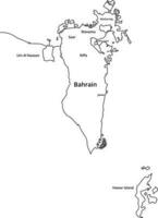 bahrain mapa esboço detalhado com a Principal áreas nomes vetor