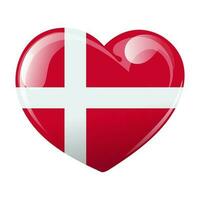bandeira do Dinamarca dentro a forma do uma coração. coração com a bandeira do Dinamarca. 3d ilustração, vetor