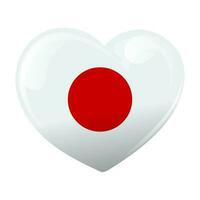 bandeira do Japão dentro a forma do uma coração. coração com Japão bandeira. 3d ilustração, vetor