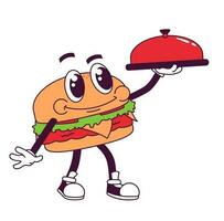 groovy hamburguer desenho animado personagem vetor