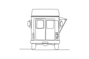 solteiro 1 linha desenhando Comida caminhões. restaurante em rodas. vans para rua Comida vendendo. carro conceito. contínuo linha desenhar Projeto gráfico vetor ilustração.