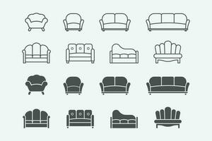 ilustração em vetor de conjunto de ícones isolados de sofá.