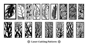 conjunto do decorativo árvore laser cortar painéis vetor