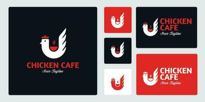 a único frango cafeteria logotipo é uma combinação do uma frango forma e uma café xícara, isto logotipo pode estar usava para café lojas, cafés, restaurantes, ou de outros marcas com uma frango tema. vetor