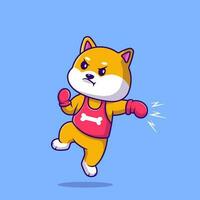 fofa Shiba inu cachorro boxe desenho animado vetor ícones ilustração. plano desenho animado conceito. adequado para qualquer criativo projeto.