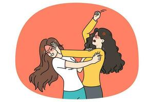 Bravo Adolescência meninas brigando puxar cabelo vetor