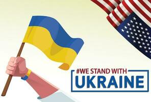 nós ficar de pé com Ucrânia americano bandeira fundo vetor
