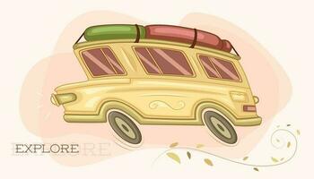 vetor ilustração do vintage amarelo veículo em a mover.