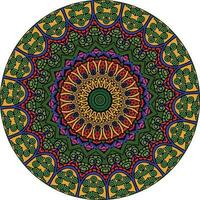 mandala étnica com ornamentos coloridos. cores brilhantes. isolado. vetor