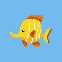 fofa desenho animado amarelo peixe dentro isolado azul fundo vetor ilustração ícone