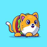 fofa hamburguer gato desenho animado vetor ícone ilustração. animal Comida ícone conceito isolado Prêmio vetor. plano desenho animado estilo