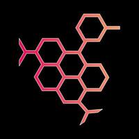 hexagonal molecular estrutura logotipo símbolo. Rosa e vermelho hexágono químico Fórmula. vetor ilustração.