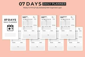 7 dias detalhado diariamente planejador vetor