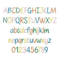 rabisco colorida alfabeto carta e número vetor