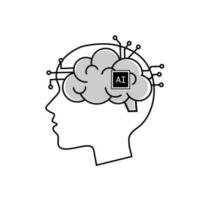 artificial inteligência ícone símbolo tecnologia sistema e artificial inteligência cabeça vetor