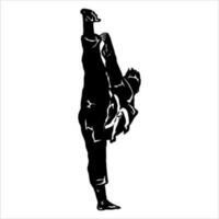 ilustração em vetor silhueta de técnica de luta de chute rápido. logotipo moderno e simples para ícone de karatê, judô e arte marcial.