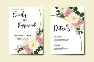Casamento convite quadro, Armação definir, floral aguarela digital mão desenhado mini rosa flor Projeto convite cartão modelo vetor