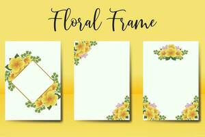 Casamento convite quadro, Armação definir, floral aguarela digital mão desenhado amarelo hibisco flor Projeto convite cartão modelo vetor