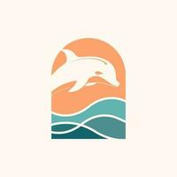 moderno golfinho logotipo ilustração Projeto com azul mar vetor