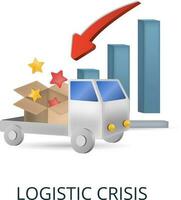 logístico crise ícone. 3d ilustração a partir de econômico crise coleção. criativo logístico crise 3d ícone para rede projeto, modelos, infográficos e Mais vetor