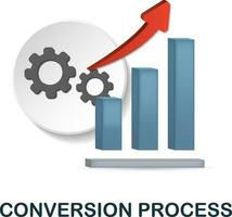 conversão processo ícone. 3d ilustração a partir de cliente relação coleção. criativo conversão processo 3d ícone para rede projeto, modelos, infográficos e Mais vetor