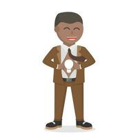 homem de negocios africano mostrando idéia ícone Projeto personagem em branco fundo vetor