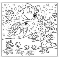 vetor mar vida coloração página para crianças e adulto ilustração arte