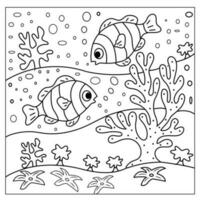 vetor mar vida coloração página para crianças e adulto ilustração arte
