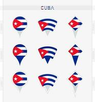 Cuba bandeira, conjunto do localização PIN ícones do Cuba bandeira. vetor