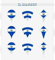 el salvador bandeira, conjunto do localização PIN ícones do el salvador bandeira. vetor