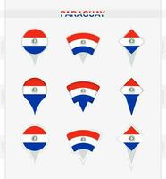 Paraguai bandeira, conjunto do localização PIN ícones do Paraguai bandeira. vetor