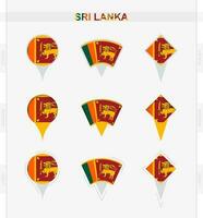 sri lanka bandeira, conjunto do localização PIN ícones do sri lanka bandeira. vetor