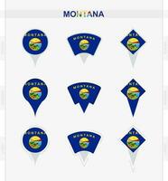 montana bandeira, conjunto do localização PIN ícones do montana bandeira. vetor