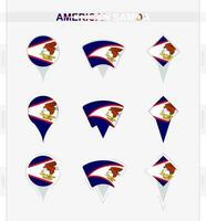 americano samoa bandeira, conjunto do localização PIN ícones do americano samoa bandeira. vetor