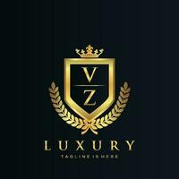 vz carta inicial com real luxo logotipo modelo vetor