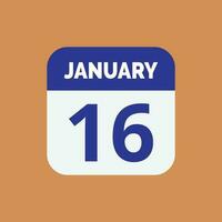 ícone de data do calendário de 16 de janeiro vetor