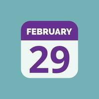 ícone de data do calendário de 29 de fevereiro vetor