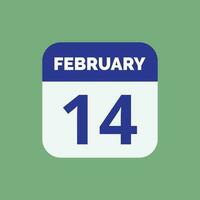 ícone de data do calendário de 14 de fevereiro vetor