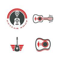 vetor de ícone e símbolo de design de logotipo de guitarra