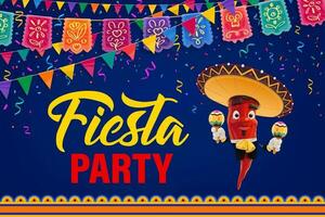 mexicano festa festa vetor poster. desenho animado Pimenta