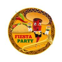 mexicano festa festa vermelho Pimenta, sombreiro, maracás vetor