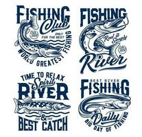 pescaria clube, peixes t camisa impressões, pescador clube vetor