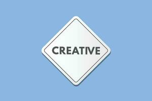 criativo texto botão. criativo placa ícone rótulo adesivo rede botões vetor