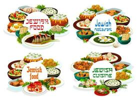 judaico Comida restaurante refeições volta vetor faixas