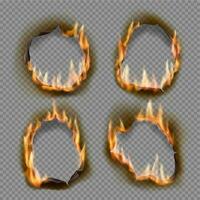 queimando buracos vetor queimar papel com carbonizado arestas